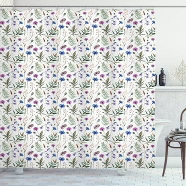 Ambesonne Thistle Shower Curtain, Summer Wildflowers, 69"Wx84"L, Multicolor