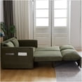 thumbnail image 6 of Green Corduroy Convertible Sofa Bed, 3-in-1 Pull Out Sleeper Sofa with Storage Pockets and Pillows for Living Room, Apartment, Office, 6 of 10