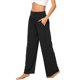 thumbnail image 3 of VISgogo Pantalones casuales de pierna ancha para mujer, pantalones sueltos de longitud completa de cintura media de color sólido con bolsillo para damas, S / M / L / XL / XXL VISgogo moda, 3 of 4