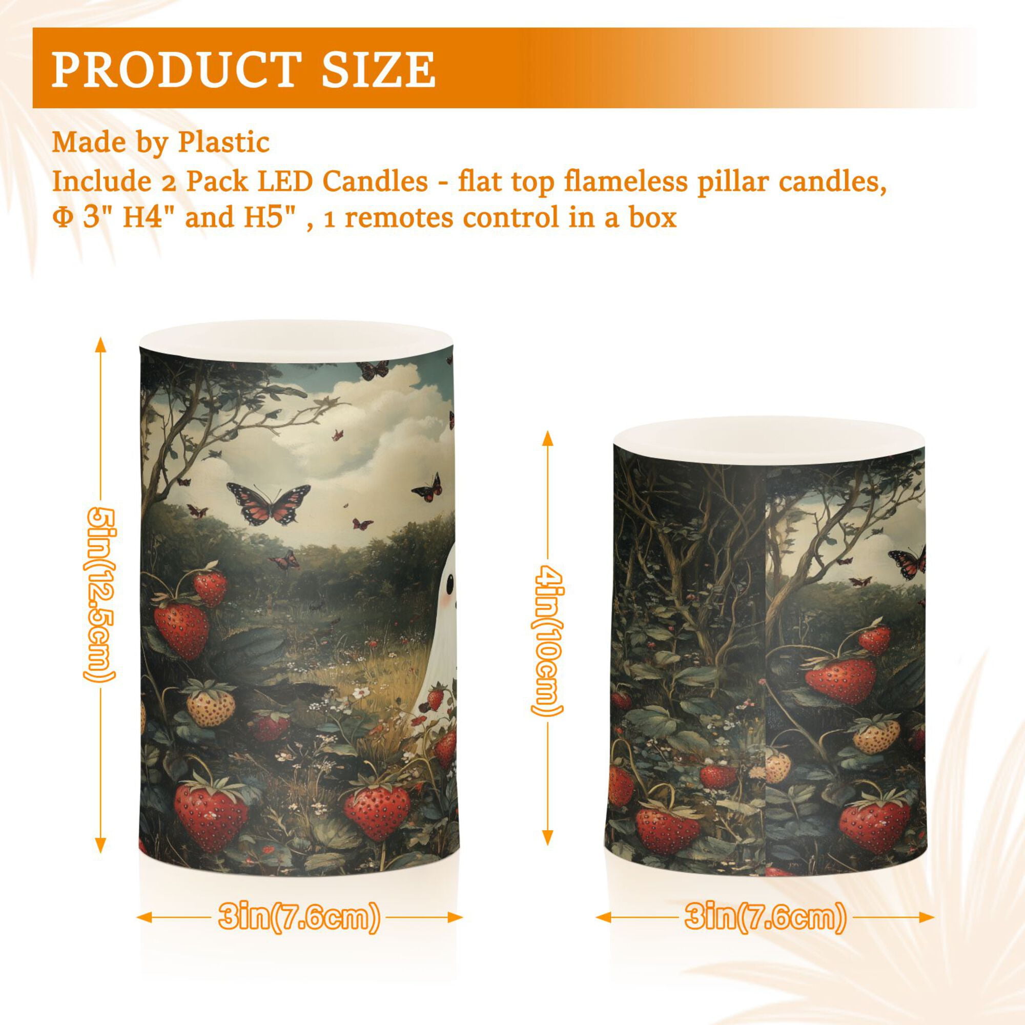 Yayeee Flameless Candles with Remote Flickering Battery Operated Multi Color Changing, Ghost in Strawberry Fields
