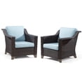 thumbnail image 4 of MeetLeisure Patio 2 Pieces Wicker Chairs Set, Outdoor PE Rattan Armchairs with Water-Resistant Cushions, Removable Washable Covers for Porch Balcony Sunroom, Sky Blue, 4 of 9