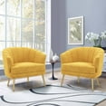 thumbnail image 4 of Andeworld Upholstered Accent Chair with Gold Metal Legs (Yellow), 4 of 7