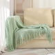 thumbnail image 3 of mint green Throw Blanket for Couch & Sofa Bed, Soft Knit Woven Gold Blanket with Tassel, Decorative for Chair & Living Room,, 3 of 5