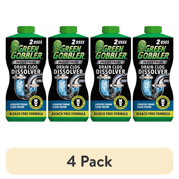 (4 pack) Green Gobbler Pro-Power Grease and Hair Clog Remover & Drain Opener Industrial Strength Gel, 32 oz, 1 Pack