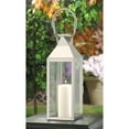 Home Locomotion Lanterna Media Gable In Metallo Bianco E Vetro – Per Candela, Da Appendere, Stile Shabby Chic - 2