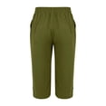 thumbnail image 5 of Linen Capri Pants for Women Summer Knee Length Straight Leg Pant Casual Loose Beach Bermuda Clothes with Pockets Green 2XL, 5 of 7