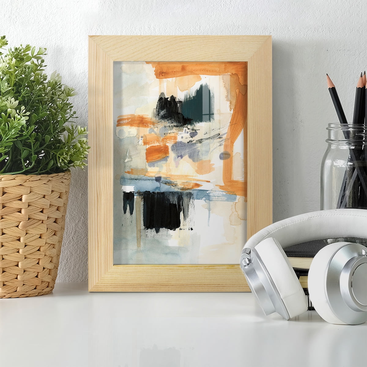 Seria II - Framed Print w/glass - Natural Wood