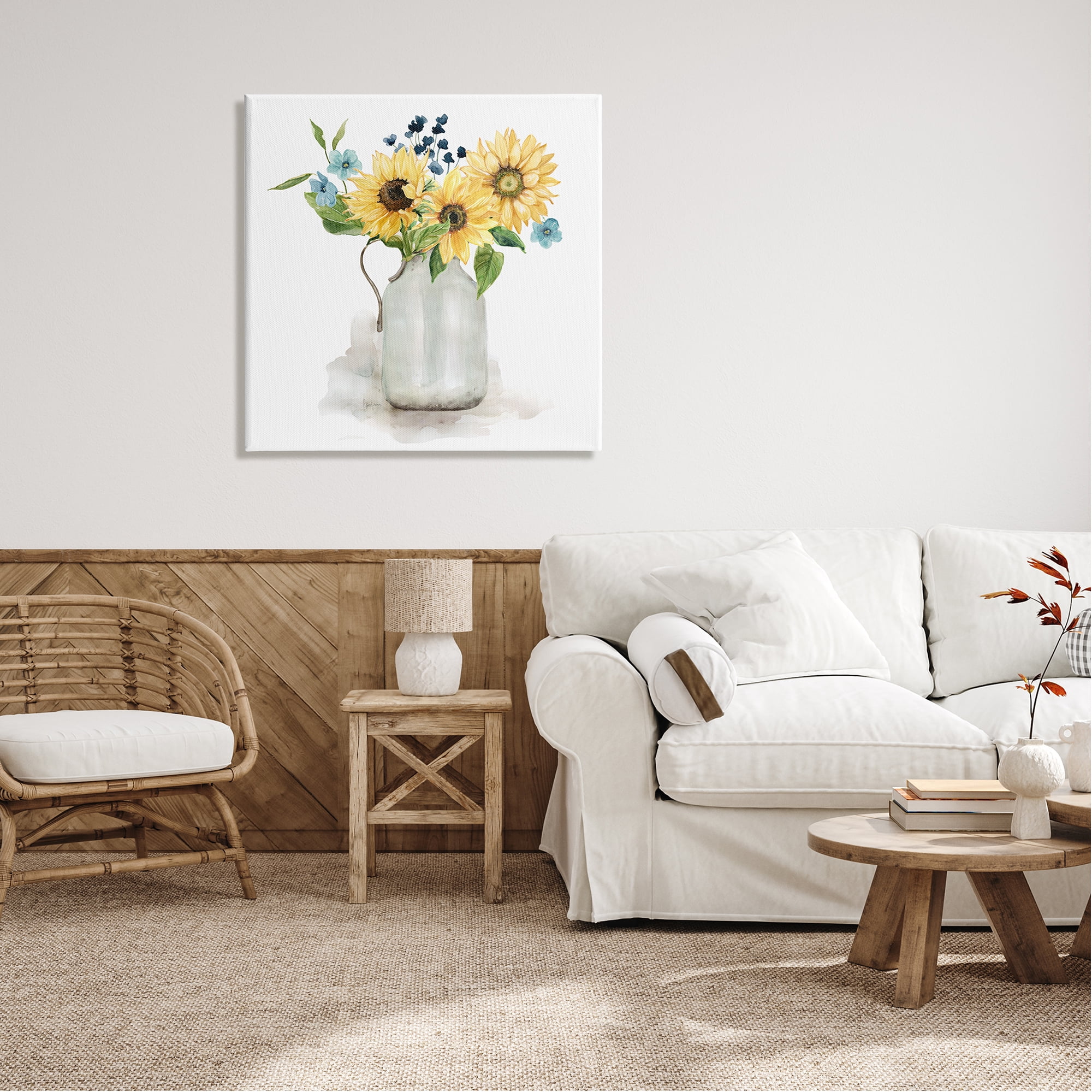 Stupell Industries Summery Flower Blossoms Arranged Country Jug Watercolor Detail Graphic Art Gallery Wrapped Canvas Print Wall Art, Design by Livi Finn