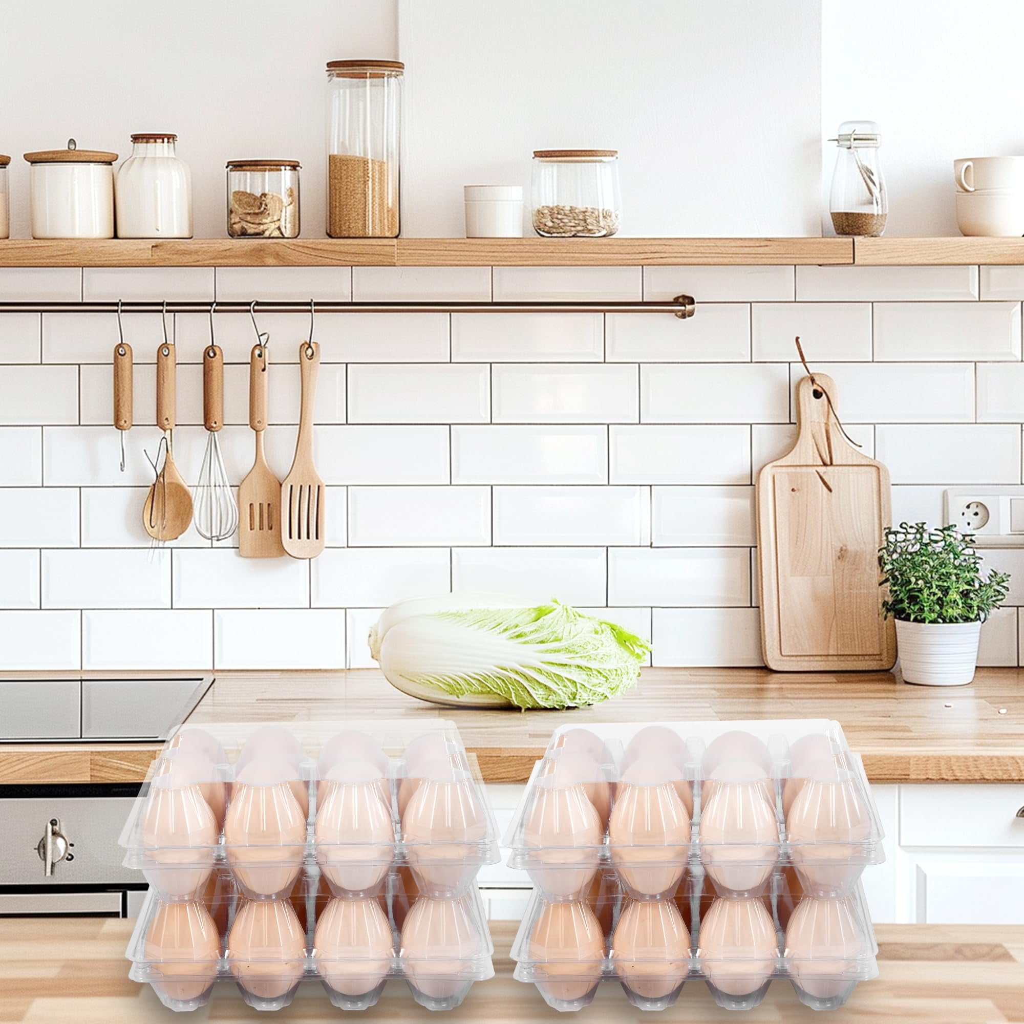 100 Pack 12 Count Plastic Egg Cartons, Clear Reusable Chicken Egg Storage, Farm Fresh Packaging with Secure Snap-Lock Lid