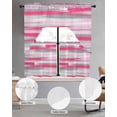 thumbnail image 2 of Pink Gray Stripes Swag Kitchen Curtains Sets for Windows 24 Inch Length, Watercolor Modern Abstract Minimalist Short Window Curtain Panels Swags Valances and Tiers 3 Piece Set for Cafe/Dining Room, 2 of 5