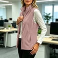 thumbnail image 5 of Fleece Vest for Women Full Zip Jacket Sleeveless Stand Collar Warm Fall Winter Outerwear Coat with Pockets (3XL, Pink), 5 of 8