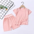 thumbnail image 3 of Gubotare Baby Boy Summer Plaid Outfit Plain Boys Short Sleeve and T-Shirt & Shorts Athleisure Short Set 6 9 12 18 24 Months 2T 3T 4T (Pink,Size 12-18 Months), 3 of 3