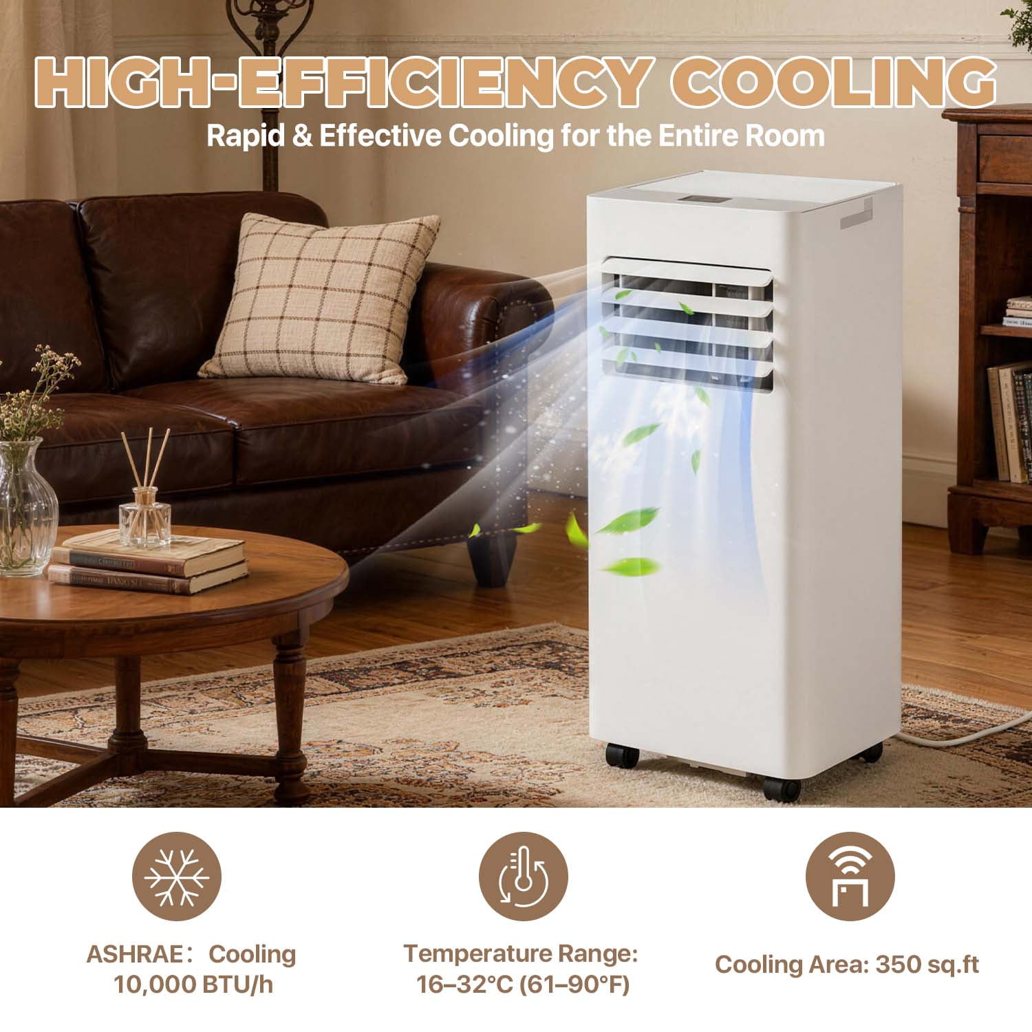 BaPiPro 10000 BTU Smart Portable Air Conditioner, 3-in-1 Standing Cooling Unit with APP/Remote Control, Cooling, Dehumidifier & Fan Functions, 55dB Quiet Operation for Bedroom & Indoor Rooms