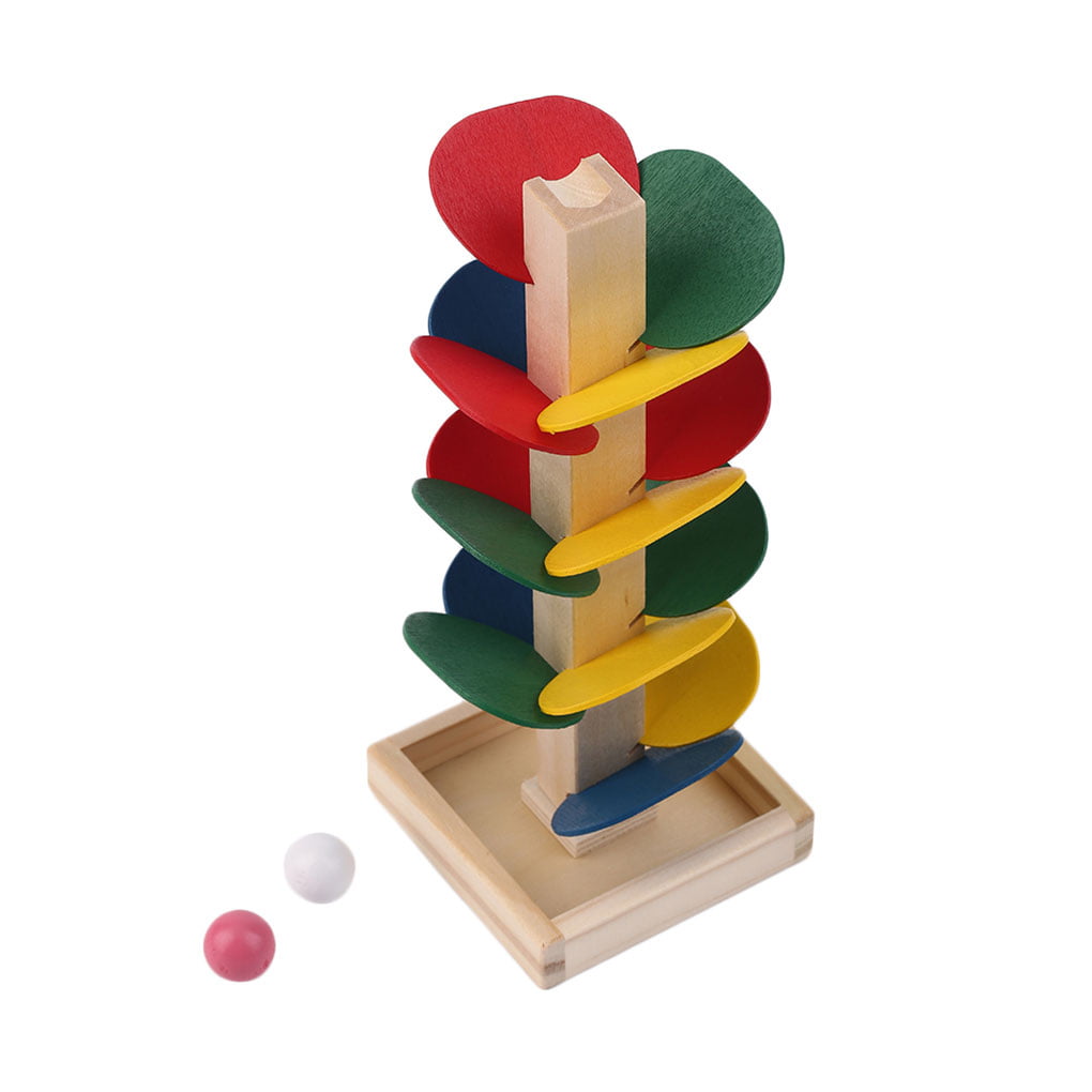 Bobury Unique Wood Tree Leaves Blocks Marble Ball Run Track Game Toy Children Educational Toys