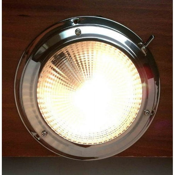 Pactrade Marine 4'' Lens Accent Dome Light Stainless Steel with Rocker Switch Marine/Boat/RV