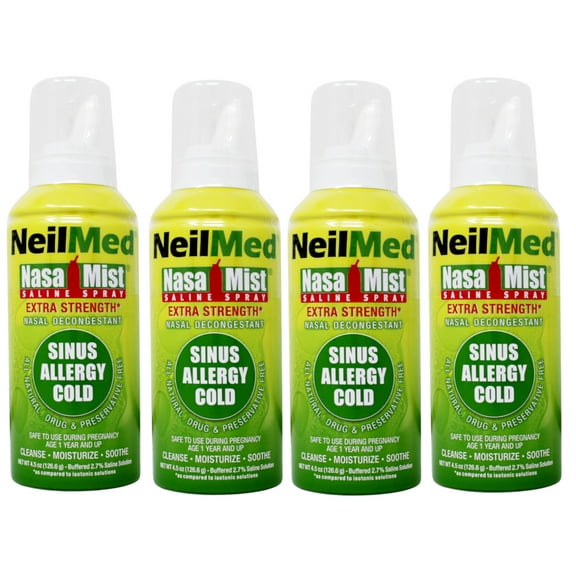 NeilMed Hypertonic NasaMist Saline Spray 4.20 oz (Pack of 4)
