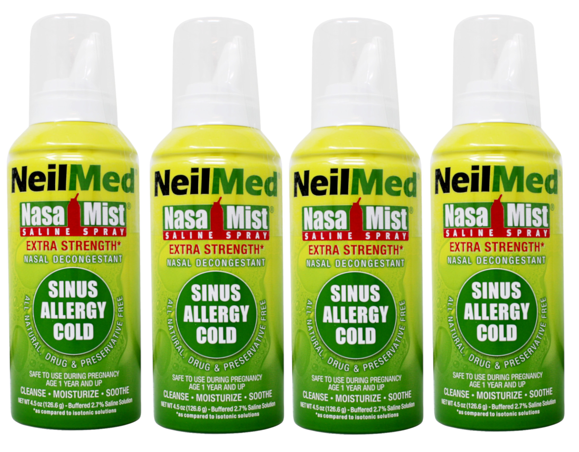 NeilMed Hypertonic NasaMist Saline Spray 4.20 oz (Pack of 4)
