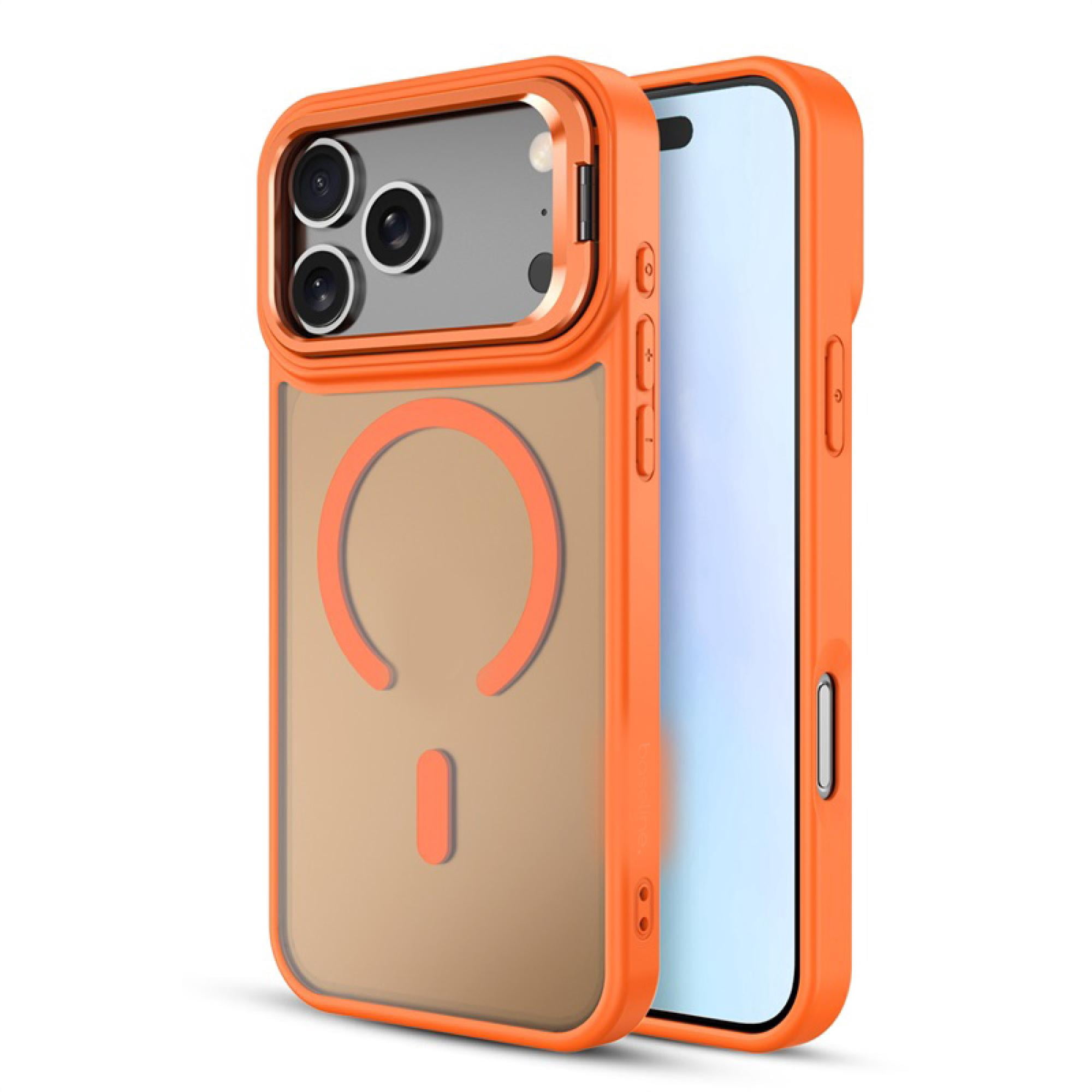 3 in 1 Bundle: Premium Protective Bundle for iPhone 17 Pro – Kickstand Case (Orange) + Lens Protector + 3-Pack Tempered Glass Screen Shields