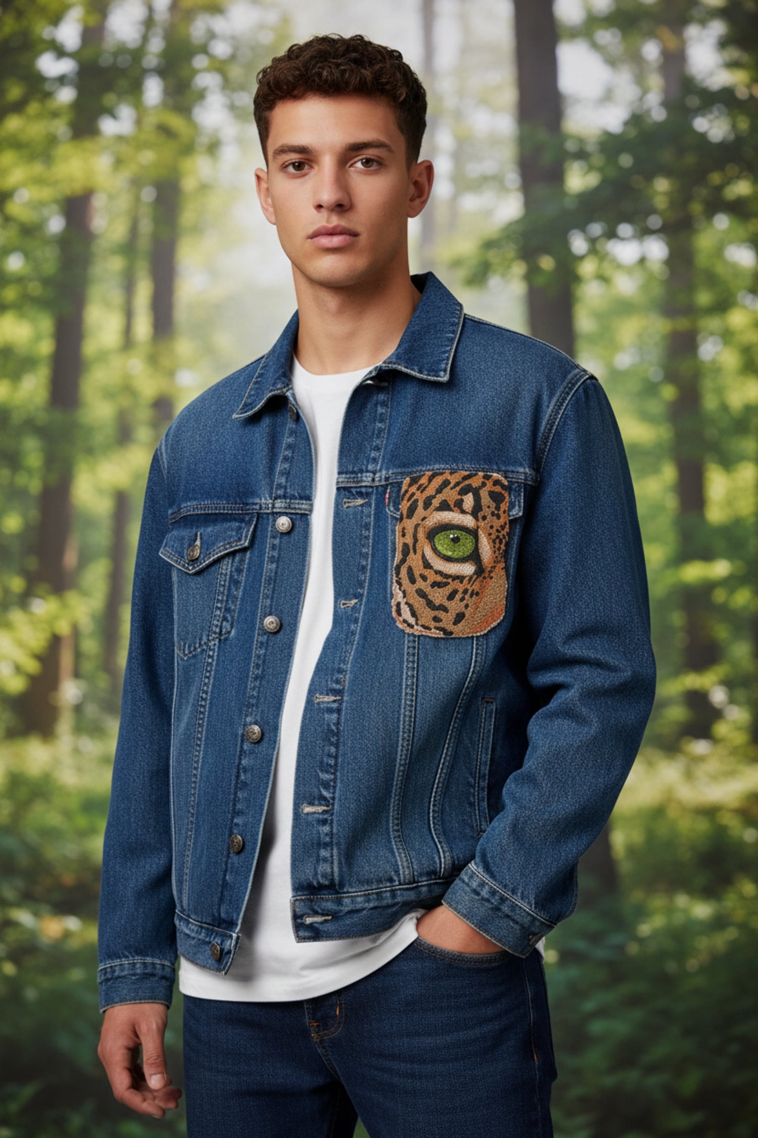 Custom and Unique Eye of Jaguar Embroidered Iron on/Sew Patch [6.87"4.63"]