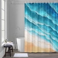 thumbnail image 5 of Ocean Waves Shower Curtains for Bathroom, Abstract Gradient Orange Teal Waves Beach Washable Fabric Shower Curtain with Hooks Waterproof Bathroom Decor Sets, 54 x 78 Inches, 5 of 9
