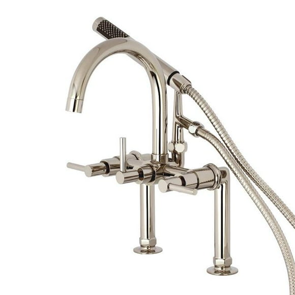 Aqua Vintage AE8106DL Deck Mount Tub Filler with Hand Shower, Polished Nickel - 4.69 x 6.94 x 9.31 in.