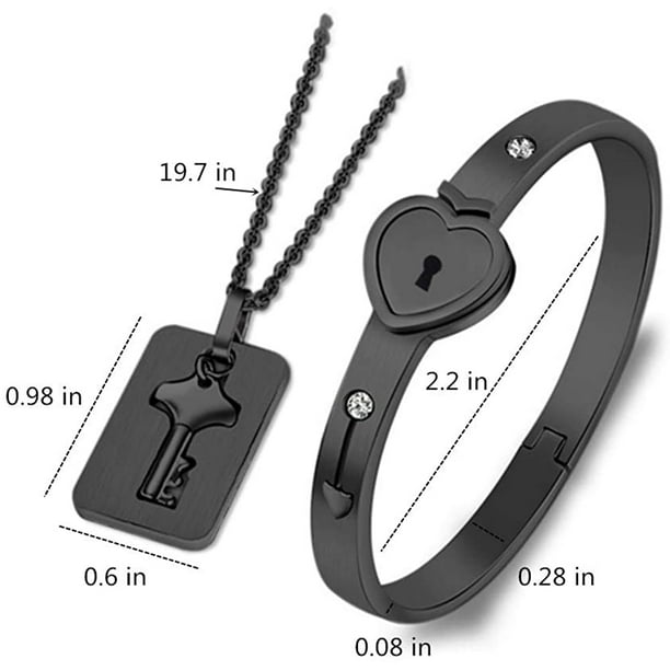 Heart lock bracelet with necklace and key discount
