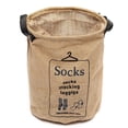 thumbnail image 2 of Jute Laundry Basket Pocket Organizer Basket Storage With Socks Printed, 2 of 4
