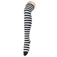 thumbnail image 6 of Zando Womens Thigh High Socks Extra Long Striped Socks Over the Knee Socks for Halloween Costumes Black and White, 6 of 6