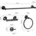 thumbnail image 4 of 8 Pieces Bathroom Hardware Set Brushed Nickel Adjustable Expandable Towel Bars Towel Ring Wall Mount Toilet Paper Holder Towel Hooks Towel Racks Hand Towel Holder (8 Pcs Black), 4 of 12