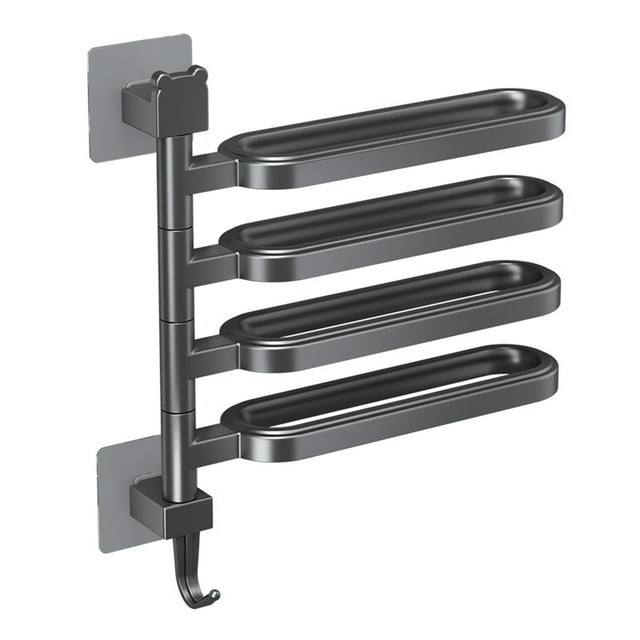 Swivel Towel Rack,No Hole Bathroom Towel Bar,Aluminum Alloy Bathroom Shelf with Integral Hook,Space-Saving Towel Storage,Flexible Swivel Towel Rack,Adjustable Bathroom Organizer