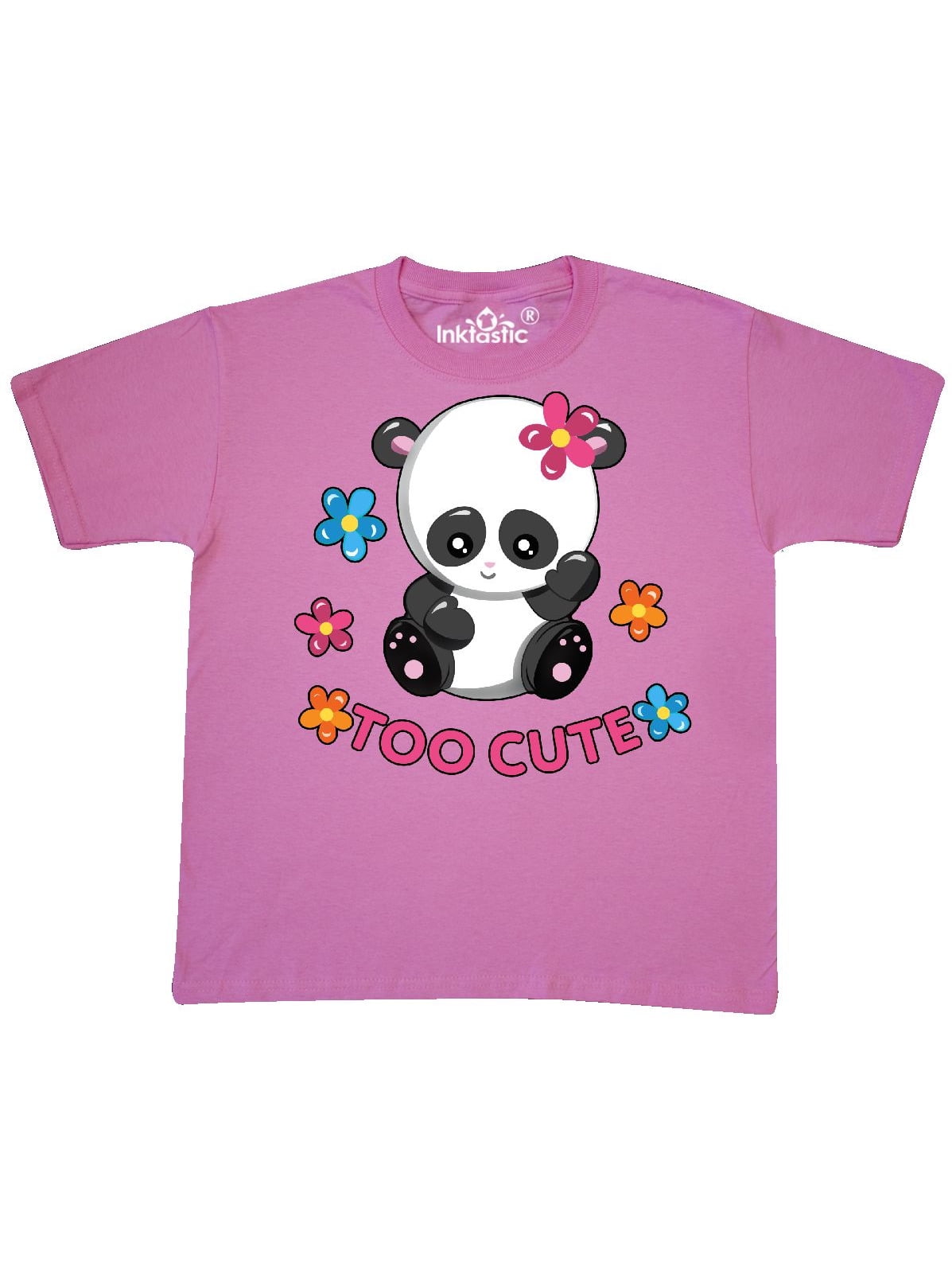 INKtastic Too Cute Baby Panda with Flowers Youth TShirt Walmart