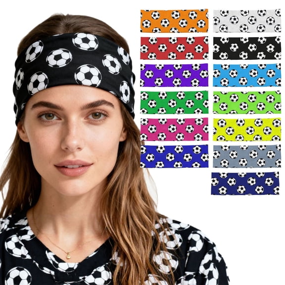 Twfbrm Football Headband for Men Women, Non-Slip Elastic Hair Bands Moisture Wicking Sports Headband, Lightweight Breathable Wide Sweatbands Stretchy Unisex Hairband for Running Cycling Yoga Workout