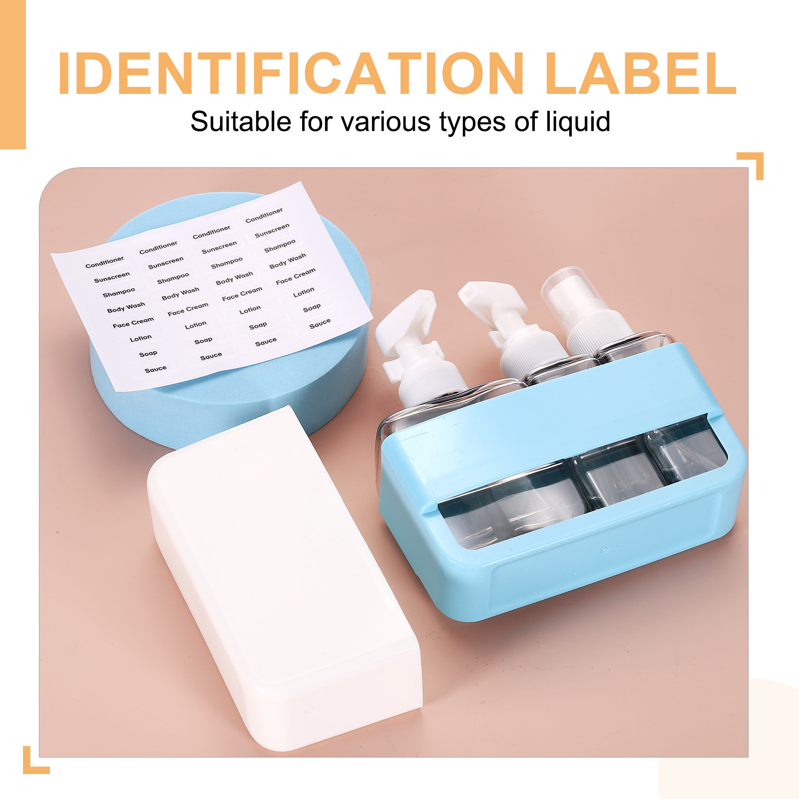 Uxcell Travel Toiletries Bottles Set, Reusable Liquid Bottles Containers Leak Proof Spray & Lotion with Labels - Fitting for (Travel/Hotel/Gym/Perfumes), 2Pcs & 100ml & Beige
