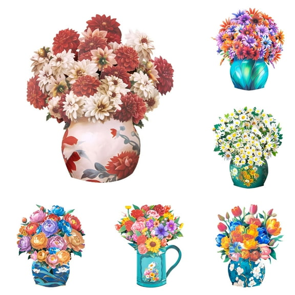 CCOCC Holiday Freshcut Paper Pop Up Cards,3D Paper Flower Bouquet Greeting Cards with Note Card & Envelope,Mother's Day Gifts for Women