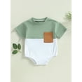 thumbnail image 2 of Bagilaanoe Newborn Baby Girl Boy Rompers Contrast Color Short Sleeve Bodysuits 3M 6M 12M 18M 24M Infant Casual One Piece Short Jumpsuit, 2 of 8