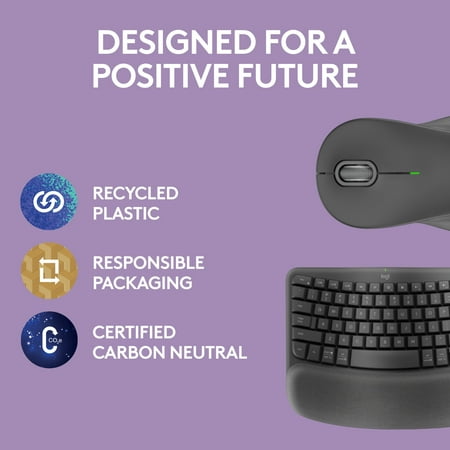 Logitech - Wave Keys MK670 Combo Ergonomic Wireless Keyboard and Mouse Bundle for Windows/Mac with Integrated Palm-rest - Graphite
