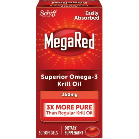MegaRed Omega-3 Krill Oil Softgels, 350 Mg, 60 Ct, 2 Pack