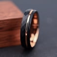 thumbnail image 3 of Tungsten Carbide Two-tone Ring Rose Gold and Black Diamond-cut Sandblasted Finish Unisex Tungsten Steel Couple Rings, 3 of 11