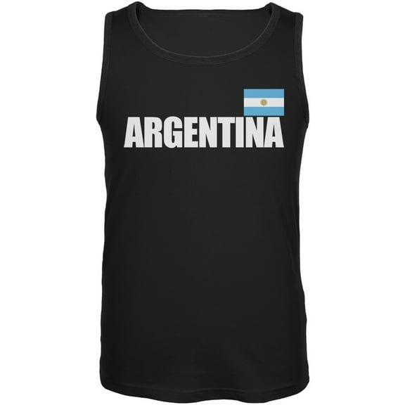 World Cup Argentina Flag & Letters Black Soccer Tank Top - X-Large