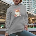 thumbnail image 2 of Hot Chocolate Season with Gingerbread in a Mug Christmas or Winter Art Merch Gift, Heather Grey Hooded Sweatshirt or Hoodie, Small, 2 of 5