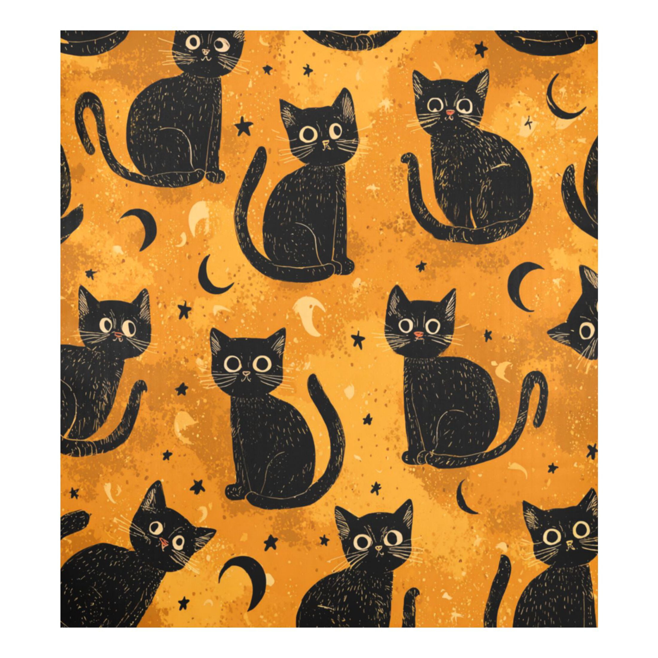 Dishwasher Magnetic Refrigerator Magnet Cover Sticker Home Decorative 23"x26" Repeating Mysterious Black Cat Pattern