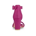 thumbnail image 3 of BLISSFUL STEP Women's Shoes Ankle Strap Block Heel Buckle Open Toe Sandals Hot Pink 6, 3 of 8