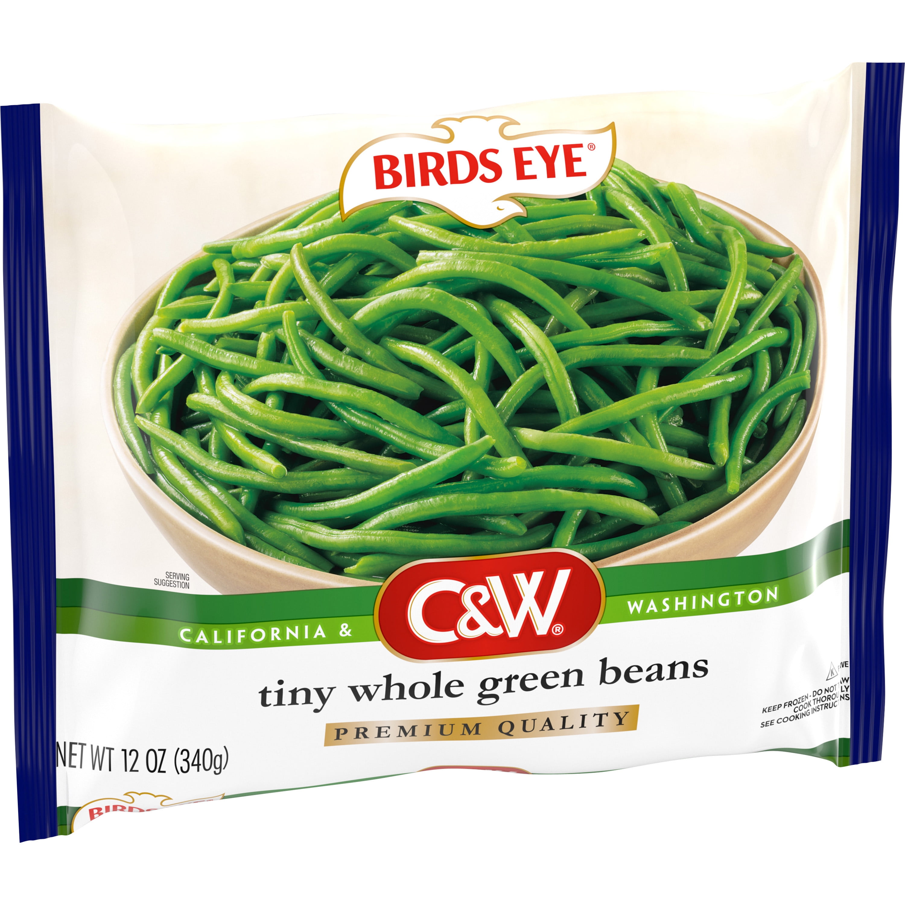 Birds Eye C&W Tiny Whole Green Beans, Frozen Green Beans, 12 Oz
