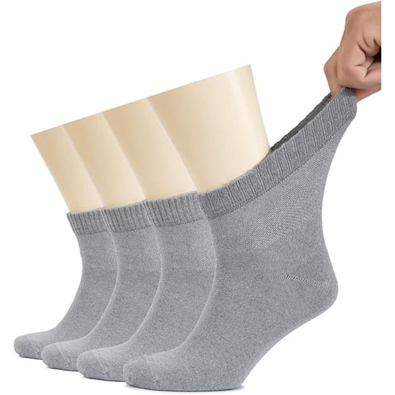 Hugh Ugoli Cotton Ankle Socks 4 Pairs Light Grey Shoe Size 8-11