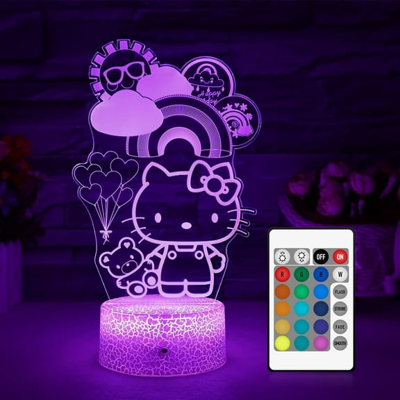 Kitty Night Light for Kids Kitty Lamp Girls Room Decoration with Remote & Smart Touch 16 Colors Dimmable Lamp Gifts for Christmas Birthday