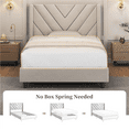 thumbnail image 5 of Renwick Upholstered Platform Bed with Wooden Slat Support and Tufted Headboard for Adult, Twin, Beige, 5 of 11
