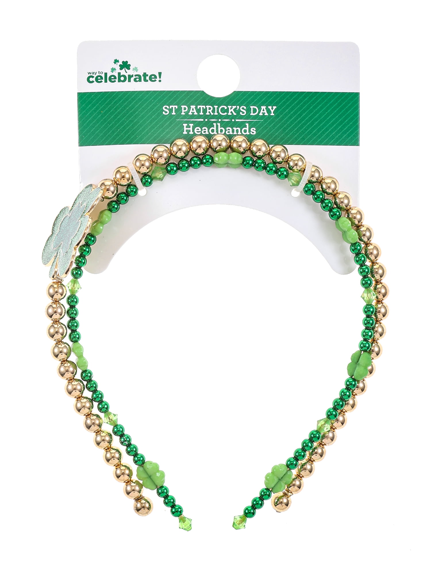 Way to Celebrate St. Patrick's Day Motif Bead Headbands, 2 Pieces