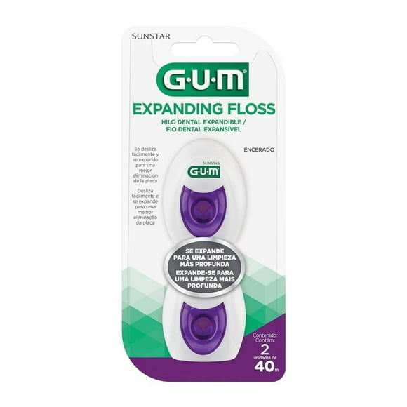 Hilo dental GUM Sunstar encerado expandible 2 pzas de 40 m