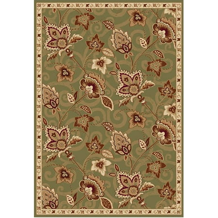 Green Floral Vine - Transitional Ivory Bordered Floral Vines Area Rug