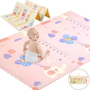 JoyStone Baby Play Mat, 78 X 70 Extra Large Reversible Foam Play Mat, Non-Toxic Foldable Animal Print Waterproof Crawl Mat for Toddlers and Babies